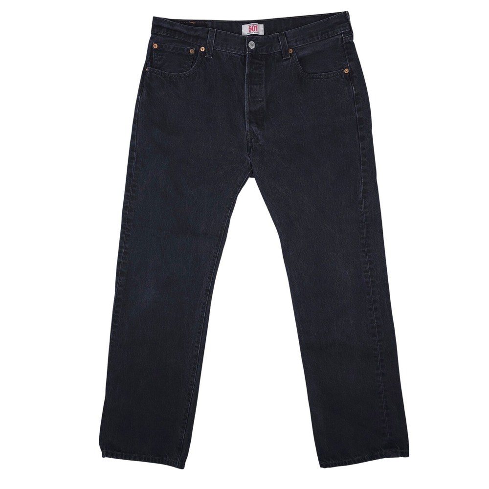 Vtg Levis 501 Straight Leg Jeans Mens 36x32 Black‎ Button Fly 100% Cotton 09 Y2K